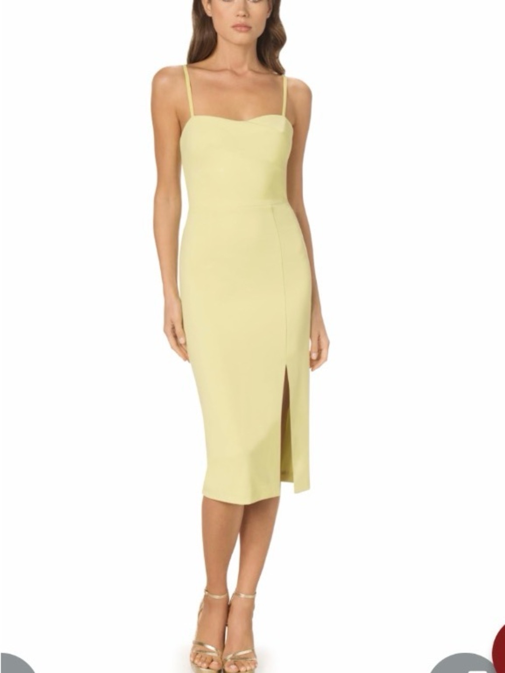 Dress the Population Pale Yellow crepe bodycon sweetheart dress with Side Slit